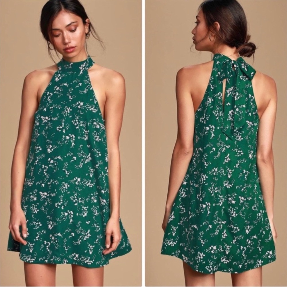 Lulu’s Floral Halter Mini Swing Dress